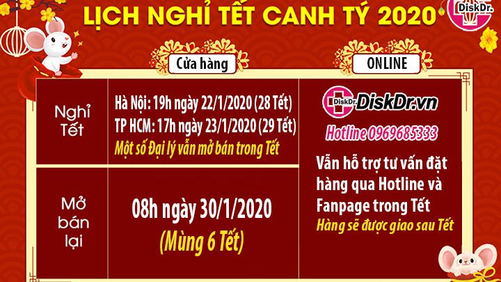 Lịch nghỉ Tết Canh Tý của DiskDr.